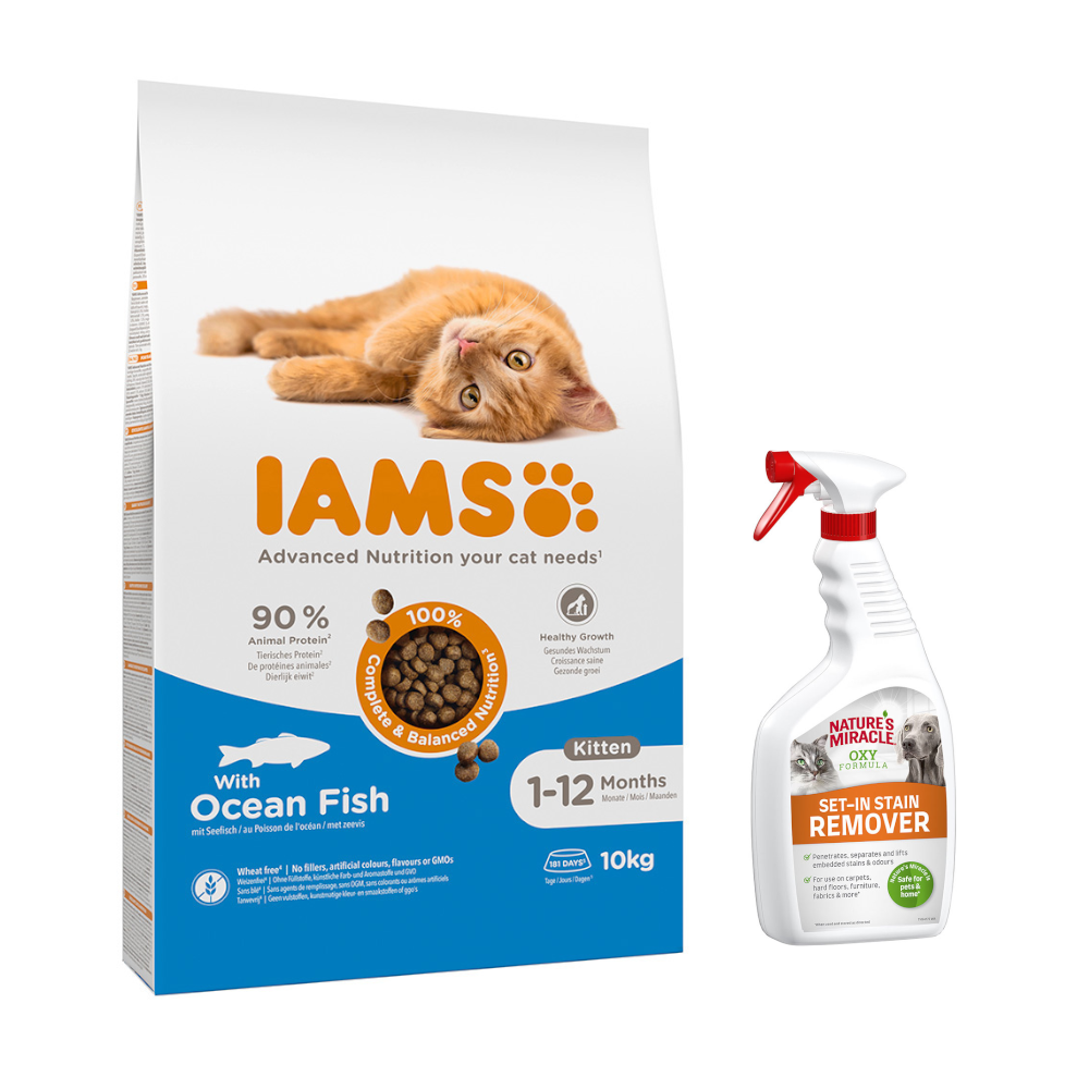 10 kg IAMS Advanced Nutrition Kitten + 709 ml Nature's Miracle Flecken- und Geruchsentferner gratis! - mit Seefisch von Iams