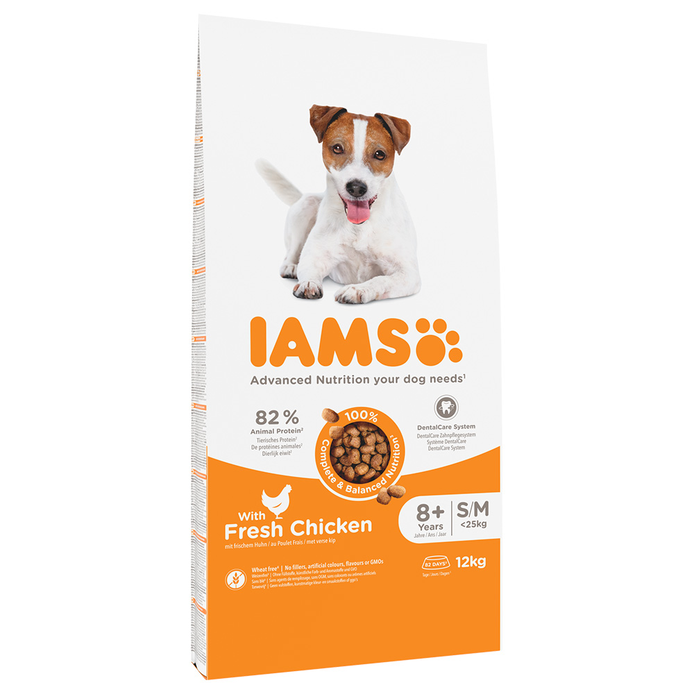 2 kg gratis! 12 kg IAMS Advanced Nutrition - Senior Small & Medium Dog 8+ mit Huhn von Iams