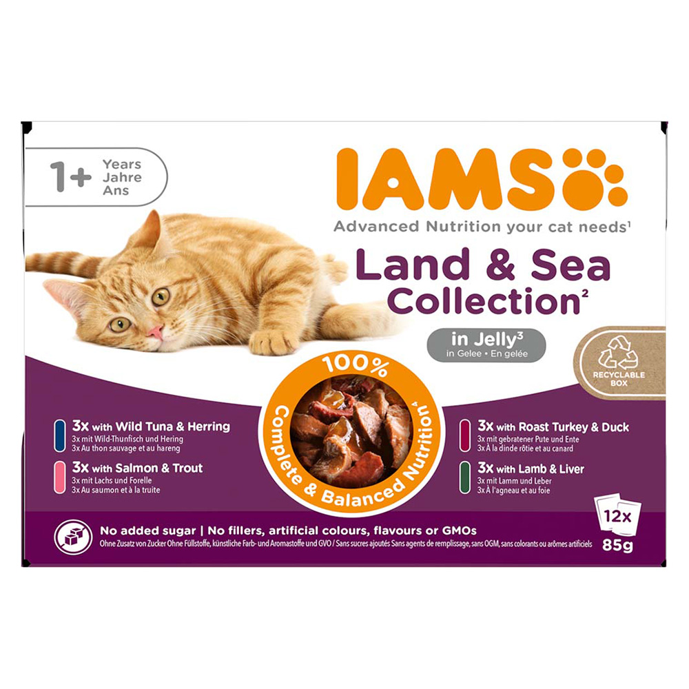 36 + 12 gratis! 48 x 85 g IAMS Advanced Nutrition - Adult Land & Sea Mix in Gelee 36 + 12 gratis! 48 x 85 g IAMS Advanced Nutrition - Adult Land & Sea Mix in Gelee von Iams