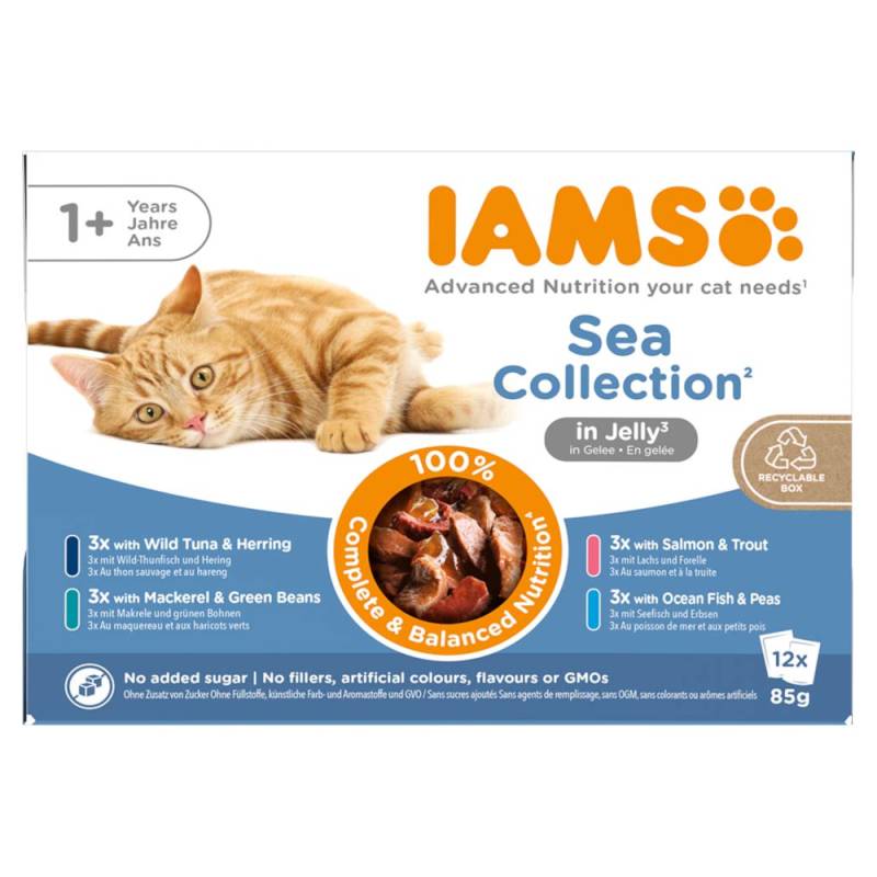 36 + 12 gratis! 48 x 85 g IAMS Advanced Nutrition - Adult Sea Mix in Gelee von Iams