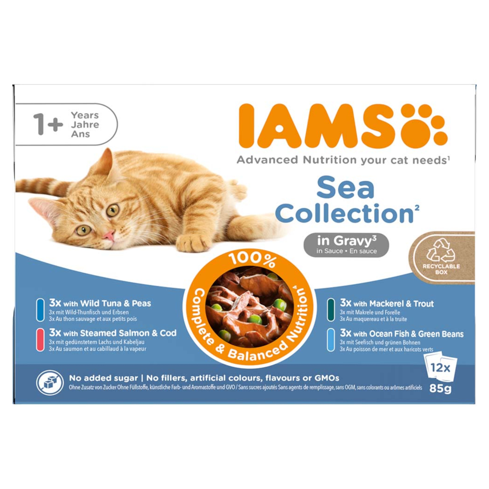 36 + 12 gratis! 48 x 85 g IAMS Advanced Nutrition - Adult Sea Mix in Sauce von Iams
