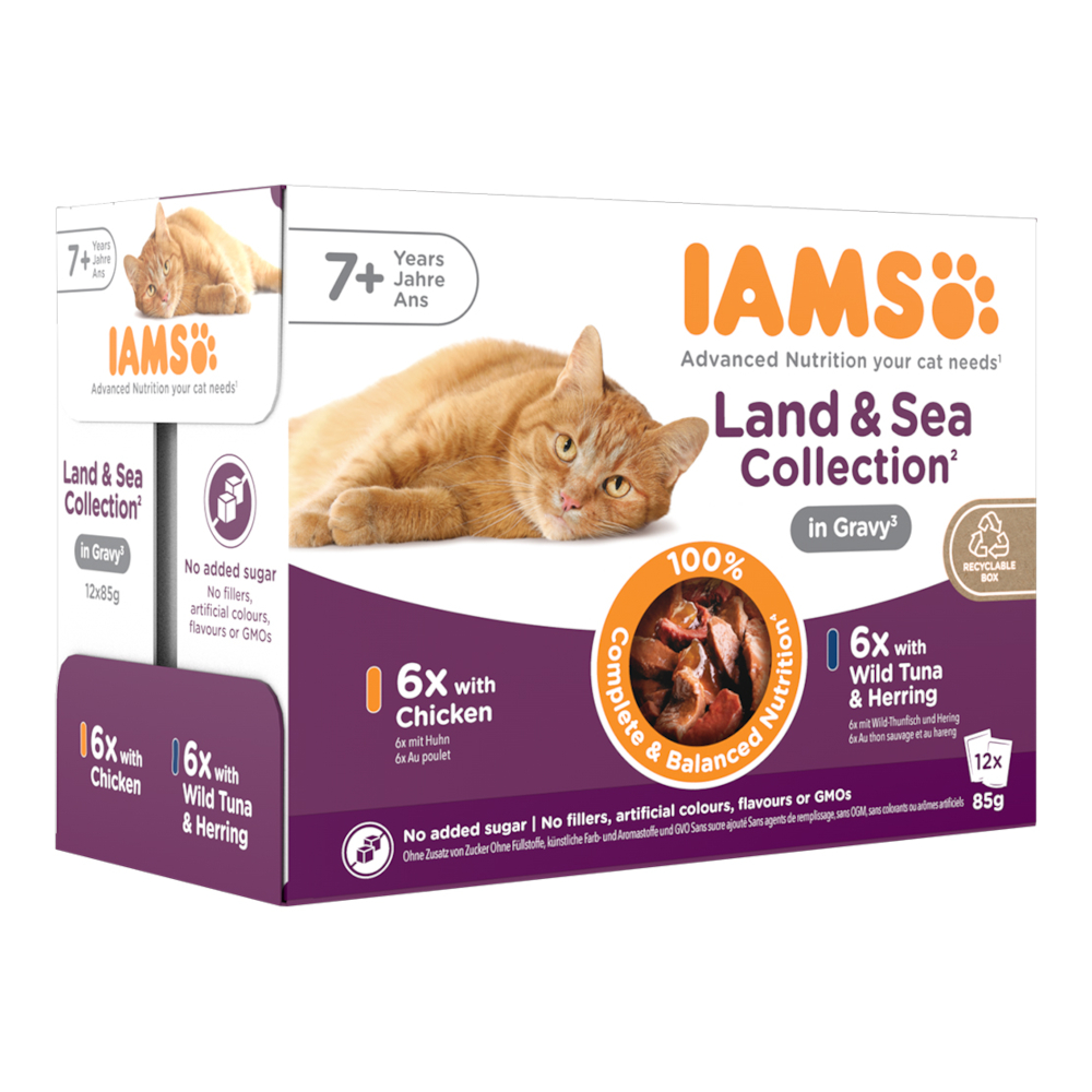 36 + 12 gratis! 48 x 85 g IAMS Advanced Nutrition - Senior 7+ Land & Sea Collection in Sauce 36 + 12 gratis! 48 x 85 g IAMS Advanced Nutrition - Senior 7+ Land & Sea Collection in Sauce von Iams