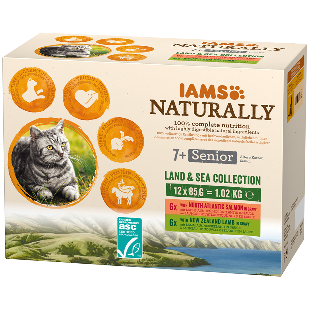 36 + 12 gratis! 48 x 85 g IAMS Naturally Land & Sea Collection - Senior 36 + 12 gratis! 48 x 85 g IAMS Naturally Land & Sea Collection - Senior von Iams