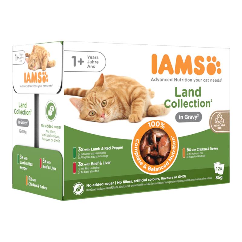 40 + 8 gratis! 48 x 85 g IAMS - Advanced Nutrition Adult Land Mix in Sauce von Iams