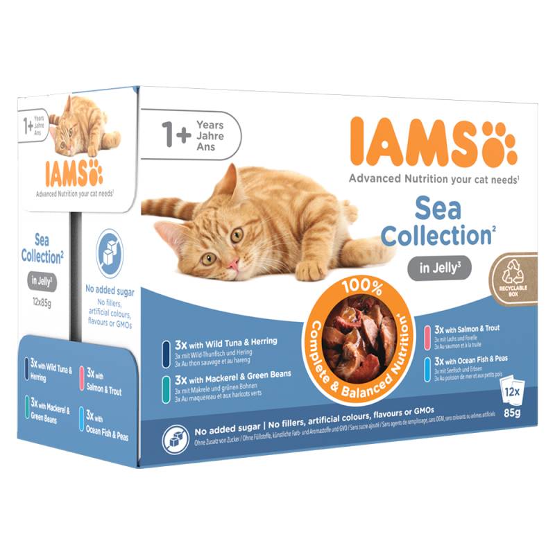 40 + 8 gratis! 48 x 85 g IAMS - Advanced Nutrition Adult Sea Mix in Gelee von Iams