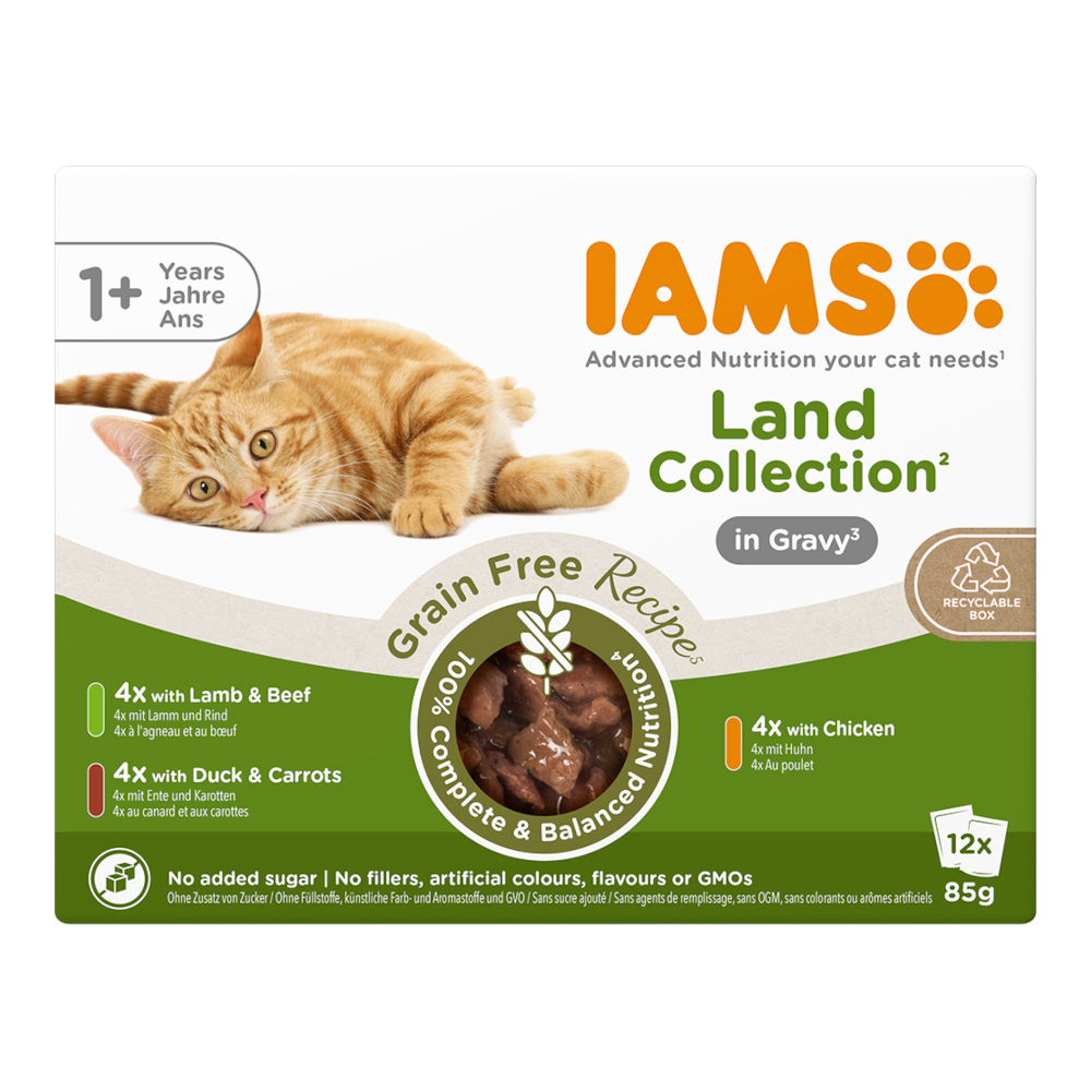 IAMS Advanced Nutrition Grain Free Land Collection in Sauce - 12 x 85 g von Iams