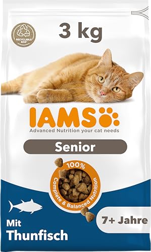 IAMS Senior Katzenfutter trocken mit Thunisch - Trockenfutter für ältere Katzen ab 7 Jahren, 3 kg von Iams