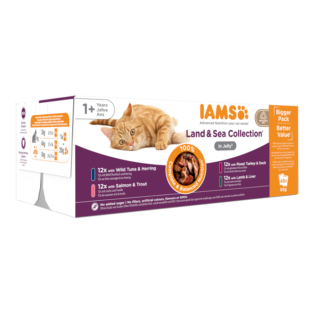 IAMS Delights Adult Land & Sea Mix - Sparpaket: in Gelee (48 x 85 g) von Iams