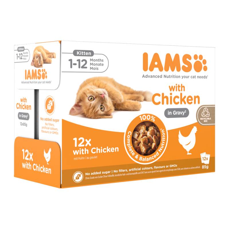 IAMS Delights Huhn in Soße Kätzchen – 12 x 85 Gramm von Iams
