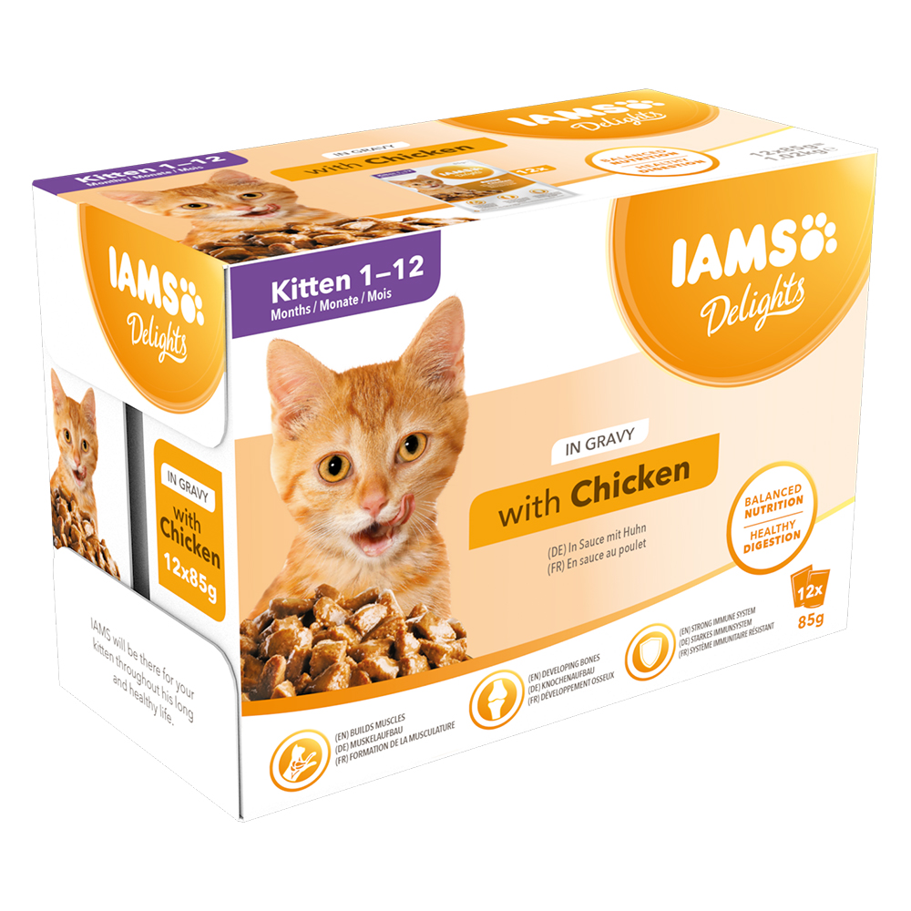 IAMS Delights Kitten Huhn in Sauce - Sparpaket: 24 x 85 g von Iams