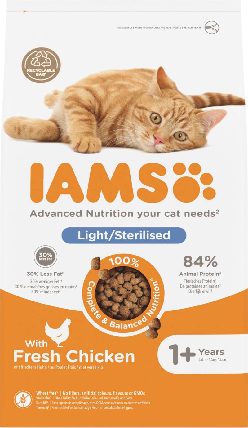 IAMS Katze Erwachsene Sterilisiert & Übergewichtig – Huhn – 1,5 kg von Iams