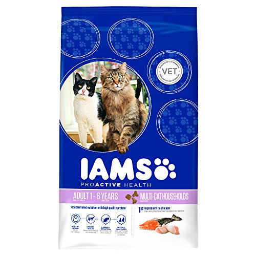 IAMS Multi-Cat Trockenfutter (für Haushalte mit mehreren erwachsenen oder älteren Katzen, mit Huhn als Hauptzutat, enthält viel hochwertiges tierisches Protein), 15 kg von Iams