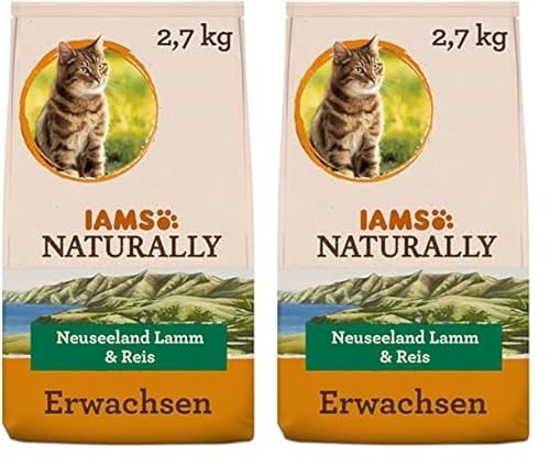 IAMS Naturally Katzenfutter trocken mit Lamm und Reis - komplettes und ausgewogenes Trockenfutter mit natürlichen Inhaltsstoffen, 2,7 kg (Packung mit 2) von Iams