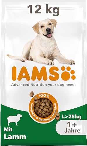 IAMS Hundefutter trocken mit Lamm - Trockenfutter für erwachsene Hunde ab 1 Jahr, geeignet für große Hunde, 12 kg von Iams