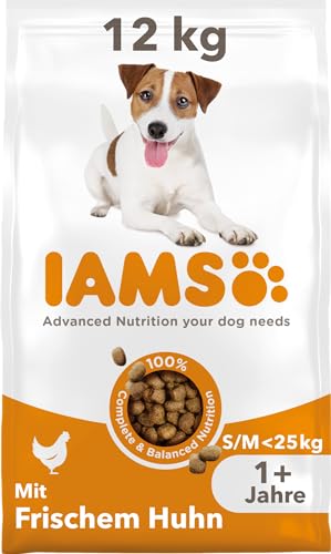 IAMS Hundefutter trocken mit Huhn - Trockenfutter für erwachsene Hunde ab 1 Jahr, geeignet für kleine & mittelgroße Hunde, 12 kg von Iams