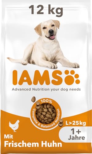 IAMS Hundefutter trocken mit Huhn - Trockenfutter für erwachsene Hunde ab 1 Jahr, geeignet für große Hunde, 12 kg von Iams
