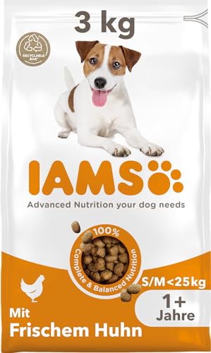 IAMS Hundefutter trocken mit Huhn - Trockenfutter für erwachsene Hunde ab 1 Jahr, geeignet für kleine & mittelgroße Hunde, 3 kg von Iams
