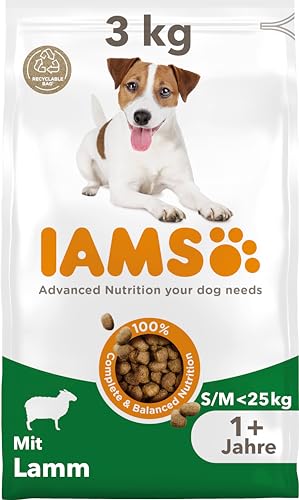 IAMS Hundefutter trocken mit Lamm - Trockenfutter für erwachsene Hunde ab 1 Jahr, geeignet für kleine & mittelgroße Hunde, 3 kg von Iams