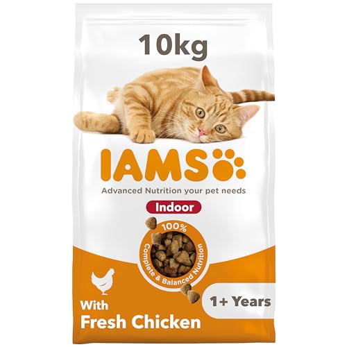 IAMS Indoor Katzenfutter trocken mit Huhn - Trockenfutter für Hauskatzen ab 1 Jahr, 10 kg von Iams