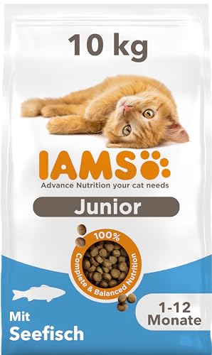 IAMS Junior Katzenfutter trocken mit Fisch - Trockenfutter für Kitten im Alter von 1-12 Monaten, 10 kg von Iams
