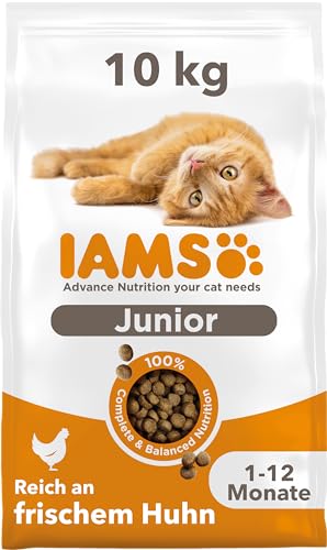 IAMS Junior Katzenfutter trocken mit Huhn - Trockenfutter für Kitten im Alter von 1-12 Monaten, 10 kg von Iams