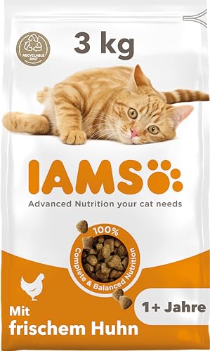 IAMS Katzenfutter trocken mit Huhn - Trockenfutter für Katzen im Alter von 1-6 Jahren, 3 kg von Iams