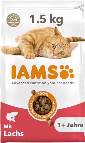 IAMS Katzenfutter trocken mit Lachs - Trockenfutter für Katzen im Alter von 1-6 Jahren, 1,5 kg von Iams