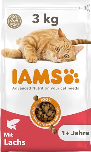 IAMS Katzenfutter trocken mit Lachs - Trockenfutter für Katzen im Alter von 1-6 Jahren, 3 kg von Iams
