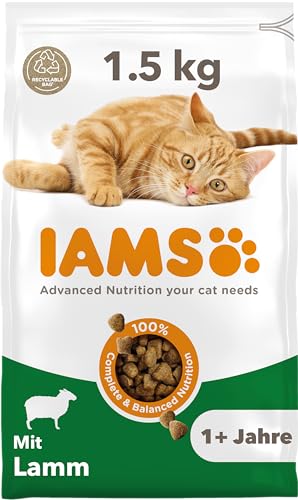 IAMS Katzenfutter trocken mit Lamm - Trockenfutter für Katzen im Alter von 1-6 Jahren, 1,5 kg von Iams