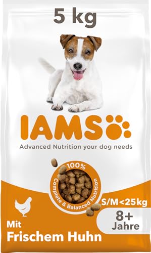 IAMS Senior Hundefutter trocken mit Huhn - Trockenfutter für ältere Hunde ab 8 Jahre, geeignet für kleine und mittelgroße Hunde, 5 kg von Iams