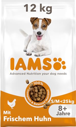 IAMS for Vitality Senior Hundefutter trocken - Trockenfutter für ältere Hunde ab 8 Jahre, geeignet für kleine und mittelgroße Hunde, 12 kg von Iams