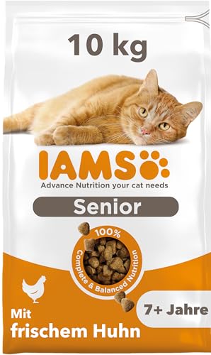 IAMS Senior Katzenfutter trocken mit Huhn - Trockenfutter für ältere Katzen ab 7 Jahren, 10 kg von Iams