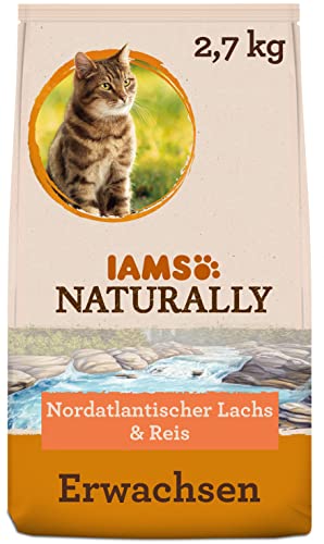 Iams Naturally Katzenfutter trocken mit Lachs und Reis - komplettes und ausgewogenes Trockenfutter mit natürlichen Inhaltsstoffen, 2,7 kg von Iams
