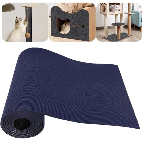 200cmx40cm Kratzmatte Katze, Kratzschutz Sofa Katze, Kratzmatte Selbstklebend, Kratzbrett Katzen, Zuschneidbarer Selbstklebender Teppich, Kratzschutz Wand für Türen Anti Kratz Folie (Dunkelblau) von Ianulus