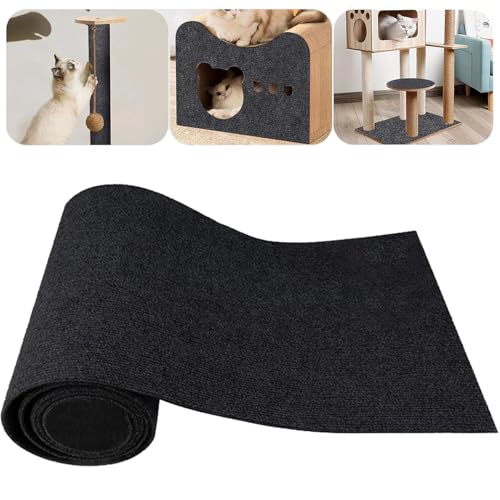 200cmx40cm Kratzmatte Katze, Kratzschutz Sofa Katze, Kratzmatte Selbstklebend, Kratzbrett Katzen, Zuschneidbarer Selbstklebender Teppich, Kratzschutz Wand für Türen Anti Kratz Folie (Schwarz) von Ianulus