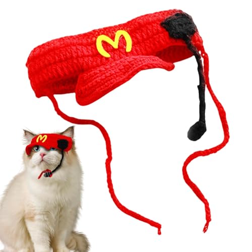 Ibuloule Gestrickte lustige Mütze für Katze, Hund Beanie Mütze | Gestrickte Katzen-Kellner-Mütze | Kellner-Haustier-Hut-Stirnband, Web-Welpen-Katzen-Kostüm für Party-Fotografie von Ibuloule