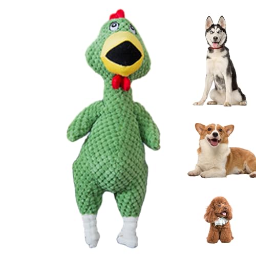 Ibuloule Hühner-Hundespielzeug mit Quietscher, quietschendes Hühner-Hundespielzeug | Weiches Hundespielzeug für Aggressive Kauer | Kauspielzeug für Hunde mit quietschendem Ton in Tierform, schreiende von Ibuloule