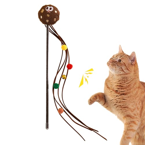 Ibuloule Katzenstabspielzeug, interaktives Katzenspielzeug - Interaktives Katzenspielzeug | Katzen-Teaser-Stick-Spielzeug, Heimtierbedarf für drinnen und draußen, Katzen, Kätzchen, zum Trainieren und von Ibuloule