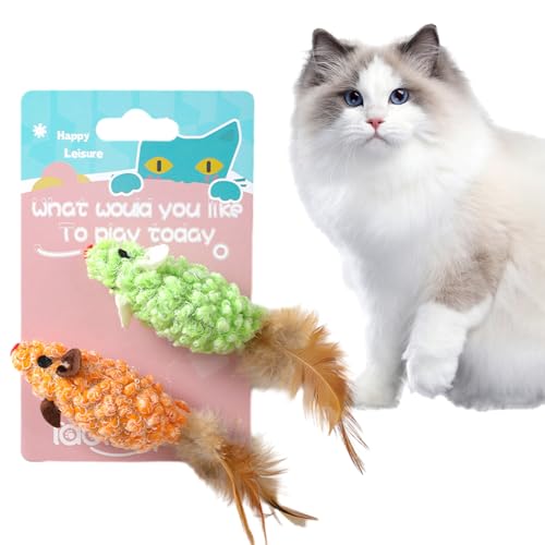 Ibuloule Mausspielzeug für Katzen - Gefüllte bissfeste interaktive Mausspielzeuge,Weiches Kätzchenspielzeug zum Entspannen, Erkunden, Beißen, Spielzeug für drinnen und draußen zum Apportieren von Ibuloule