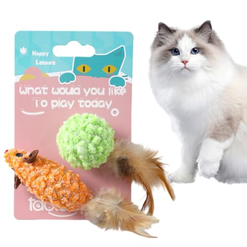 Ibuloule Mausspielzeug für Katzen - Interaktives, bissfestes Plüsch-Kätzchenspielzeug mit Sound | Weiches Kätzchenspielzeug zum Entspannen, Erkunden, Beißen, Spielzeug für drinnen und draußen von Ibuloule