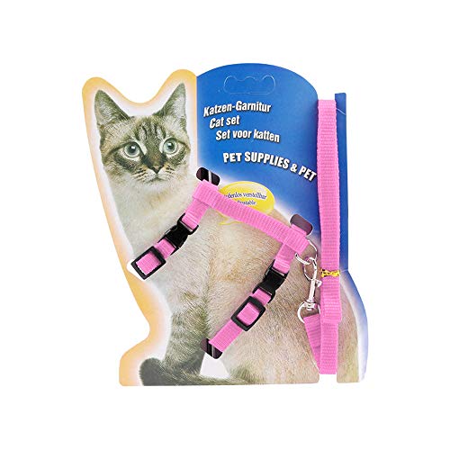 Icecode Katzengeschirr, Kätzchenleine, Nylongurt, Gürtel, Leine, verstellbares Set mit Kätzchen-Gurt, Rosa von Icecode