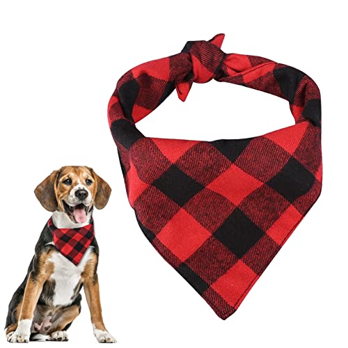 Ichiias Pet Bandana Hund Welpe Karomuster Schal Kragen Lätzchen Halstuch Schwarz Rot(L) von Ichiias