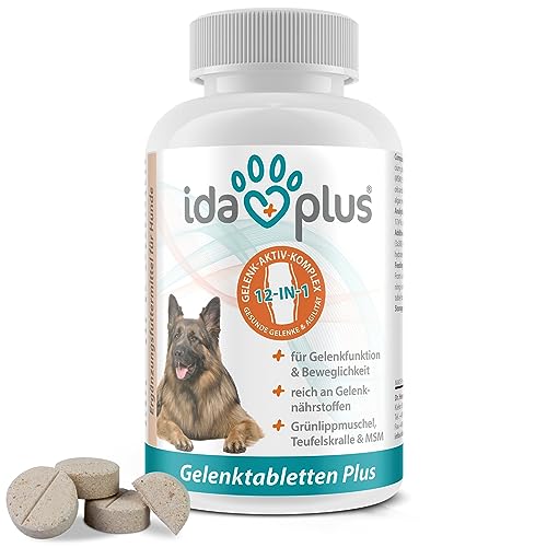 Ida Plus Gelenktabletten Plus - Gelenktabletten für Hunde - Mit Tierärzten entwickelt - Grünlippmuschel, MSM, Omega-3 & Teufelskralle unterstützen Hunde-Gelenke - Hohe Akzeptanz beim Hund - 120 Stück von Ida Plus