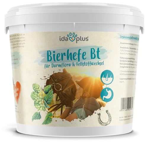 Ida Plus - Bierhefe Bt - 6kg - Futterergänzung für Pferde & Ponys - für glänzendes Fell & kräftige Haut - unterstützt Verdauung & Darmflora - reich an B-Vitaminen, Mineralien & Spurenelemente von Ida Plus