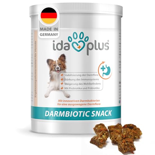 Ida Plus Darmbiotic Snack – Probiotika zur Darmsanierung für den Hund + Präbiotika Darmflora aufbauen nach Durchfall - gesunde Darmbakterien - Verdauungssnack für Hunde - Regulierung Verdauung - 440g von Ida Plus