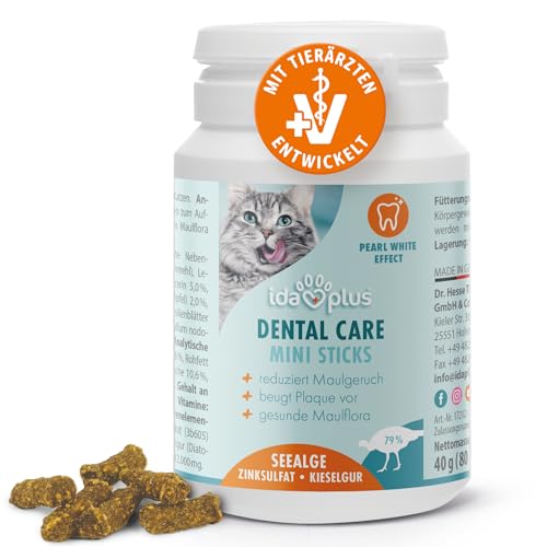 Ida Plus Dental Care Mini Sticks - Katzen Zahnpflege Kausticks für Katzen - hilft die Katzen Zähne zu reinigen - stoppt Katzen Mundgeruch - Anti Plaque - Leckere Katzen Kaustangen - 80 STK von Ida Plus