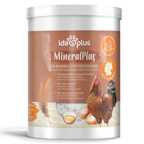 Ida Plus - Futterkalk - Zusatzfutter für Hühner - Premium Futterkalk für Hühner - Mineralstoffe für Hühner & Vitaminmischung für Hühner - Rundumversorgung - Futterkalk mit Kalzium für Hühner - 1 kg von Ida Plus