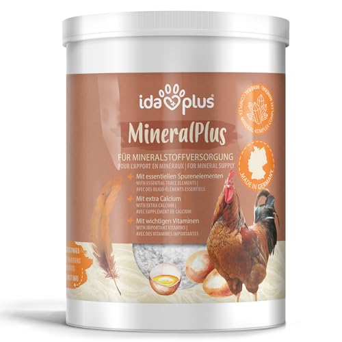 Ida Plus - MineralPlus - Futterkalk für Hühner - Premium MineralPlus für Hühner - Mineralstoffe für Hühner & Vitaminmischung für Hühner - Rundumversorgung - MineralPlus mit Kalzium für Hühner - 1 kg von Ida Plus