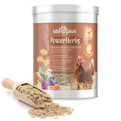 Ida Plus – PowerHerbs 500 g – Mischung aus 19 wertvollen Kräutern – für Verdauung bei Hühnern – ausgewogenes Futter für alle Geflügelarten - 100% natürlich für die Gesundheit der Tiere von Ida Plus
