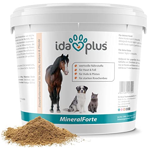 Ida Plus Mineral-Forte – wichtige Mineralien & Vitamine für Abwehrkräfte, Haut, Fell, Knochen, Hufe & Krallen - mit Bierhefe, Biotin, Zink, Kieselgur, Kieselsäure - Für Pferd, Hund & Katze - 2kg Ida Plus Mineral-Forte – wichtige Mineralien & Vitamine für Abwehrkräfte, Haut, Fell, Knochen, Hufe & Krallen - mit Bierhefe, Biotin, Zink, Kieselgur, Kieselsäure - Für Pferd, Hund & Katze - 2kg von Ida Plus